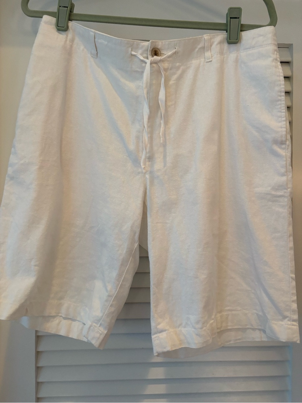 Perry Ellis Men's White Linen Blend Drawstring Shorts Size 33
